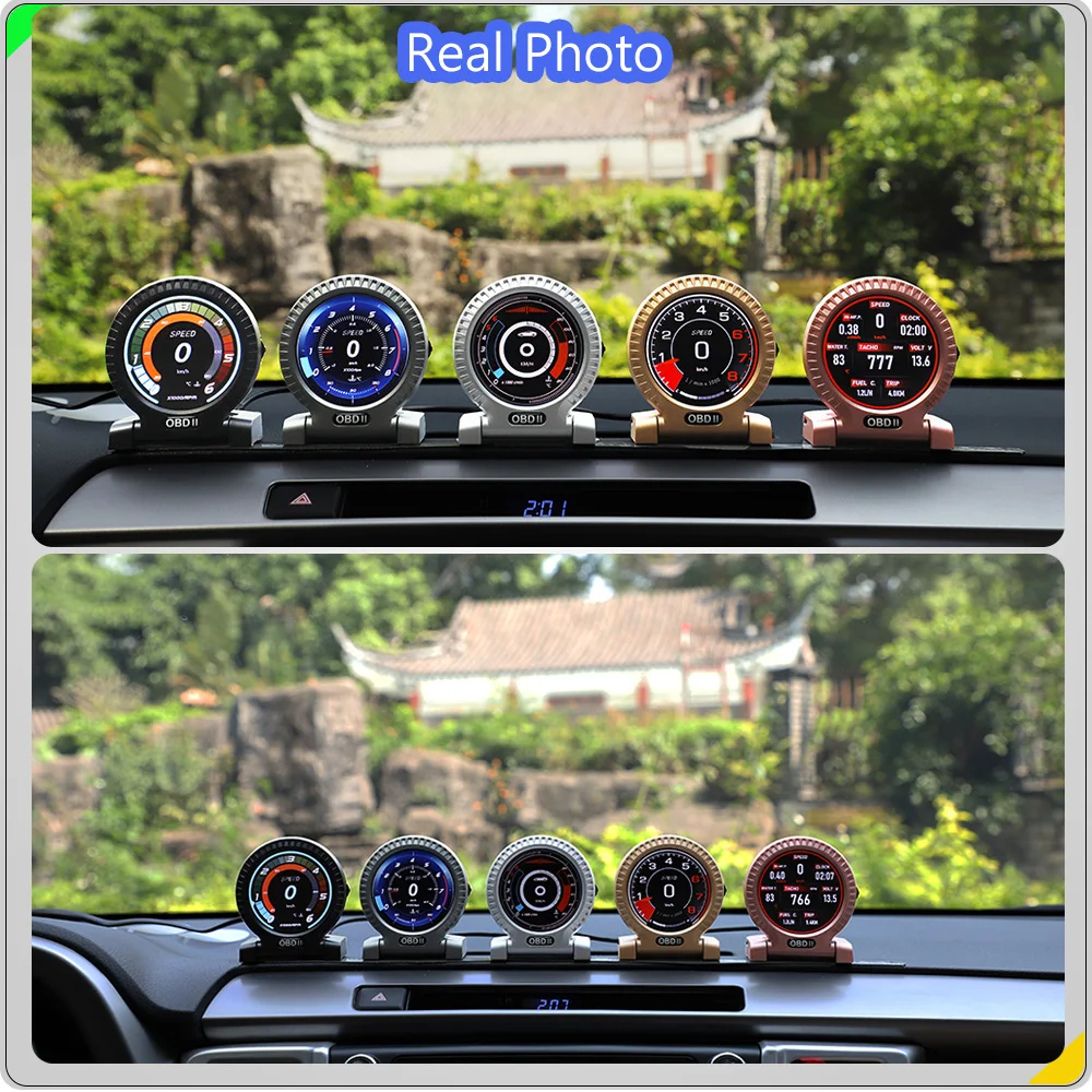 US $81.18 2021 Newest OBD2 LCD Gauge OnBoard Computer Car Dashboard Head Up Display Digital Meter Security Alarm Water Oil temp RPM Clock