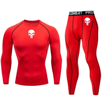 

Punisher Thermal underwear Leggings Shirt Men Set MMA Tactical long johns Winter Sports Compression underwear Brand Clothing
