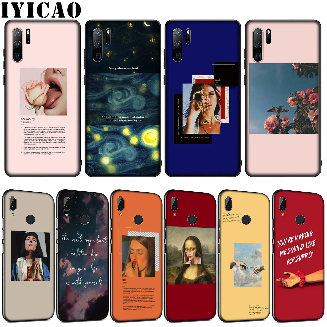 Art Aesthetic Van Gogh Mona Lisa Soft Silicone Case for Huawei P30 P20 Pro P10 P9 Lite Mini 2017 2016 P Smart Z Plus 2019 | Мобильные