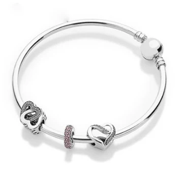 

NEW 925 silver products european-american simple style heart accessories with bracelet diy bracelet lover gift