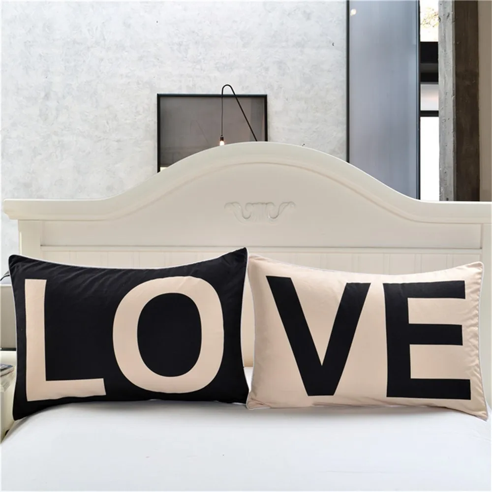2 шт белые пары влюбленных подарочные подушки Чехлы для декоративных подушек простая черно-белая наволочка с сердечками домашние
