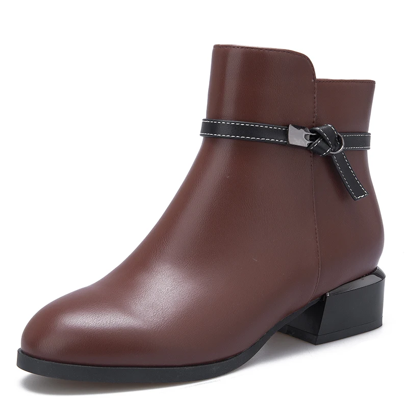 

2020 Spring Black Brown Women Booties 3.5cm Flat Heels Classic Ankle Boots Elegant Ladies Boots Size 34-39 11815AKX3413