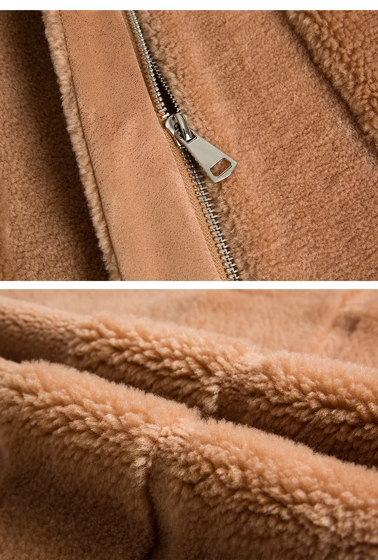 AYUNSUE/зимнее пальто для женщин из овечьей шерсти; пальто из натурального меха; женский воротник из лисьего меха; шерстяное пальто; длинная куртка; Manteau Femme; MY4230