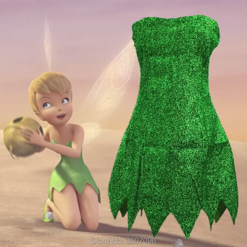 Дропшиппинг Pixie костюм феи Tinkerbell зеленое платье Хэллоуин мини платье парик крылья Тинкер Белл косплей вечерние сексуальные платья