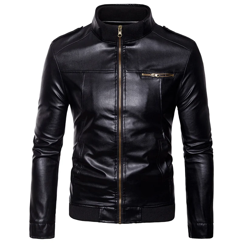 Chaqueta de cuero para hombre, motociclista para abrigo de otoño e invierno, estilo hip hop, TJWLKJ