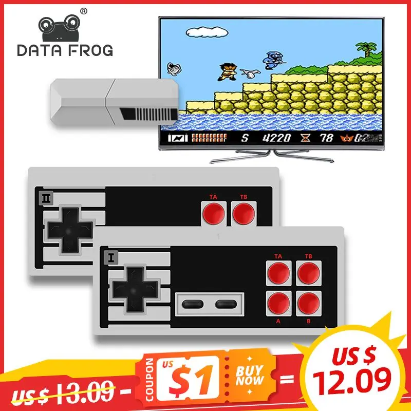 

DATA FROG 8 Bits Video Game Console Build In 600 Classic Games Mini Retro Console Wireless Controller TV OutPut Dual Players