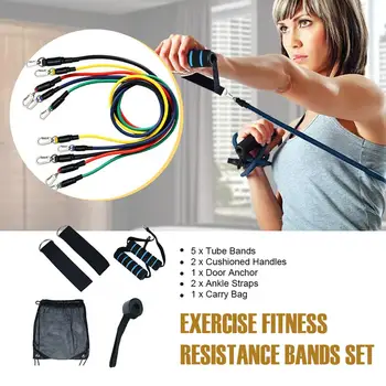 

11Pcs/Set Latex Resistance Bands Gym Door Anchor Ankle Straps With Bag Kit Set Yoga Exercise Fitness Band Rubber Loop Tube Bands