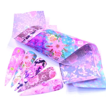 

LCJ Holographic Florar Stickers Nail Art Butterfly Nail Foil Transfer Starry Sky Decal Paper Adhesive Slider Nail Decoration