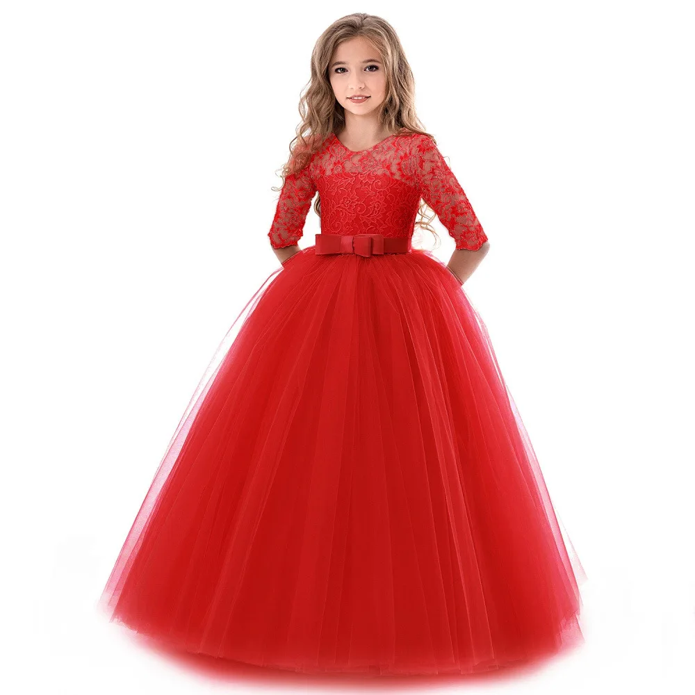 Пышные платья для девочек для первого причастия, Детские торжественные Бальные платья для подростков, платье для выпускного бала, платья для детей от 4 до 15 лет, Vestidos - Цвет: red