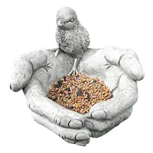 

New Stone Effect Hand Holding Bird Bath Feeder Home Gardening Ornaments A Great Embellishment To Vitalize Garden Law Planter