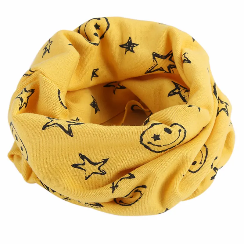 Шарф, детский теплый шарф, модный шарф зимняя шаль, шарф с рисунком смайлика, со звездами - Цвет: YW