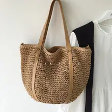 Casual Straw Woven Women Shoulder Bag Large Capacity Wicker Handbags Women's Bag Bohemian Beach Tote Bags for Women Shopper 2021