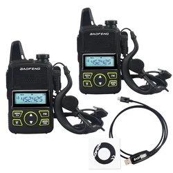 Baofeng – Mini walkie talkie BF T1 UHF 400 470MHz, Radio FM bidirectionnelle 1W 20CH avec écouteur et câble de programmation, 2 pièces 