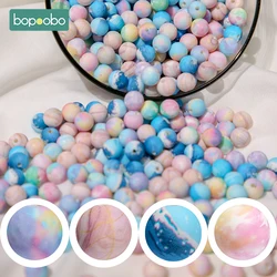 Cuentas redondas de silicona de grado alimenticio para bebé, pulsera de cadena de chupete artesanal, sin BPA, 10 piezas, 12mm/15mm