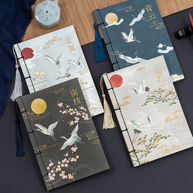 1 шт Ретро блокнот китайский стиль кисточка блокнот чистая крафт-бумага дневник креативный ручной книга подарок 80 страниц