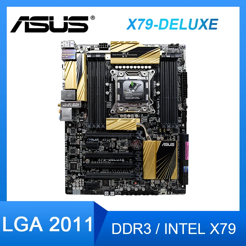Материнская плата ASUS X79-DELUXE X79 LGA 2011DDR 3 RAM 64GB USB3.0 PCI-E 0 × X16 SATA3 SATA III ATX для процессоров