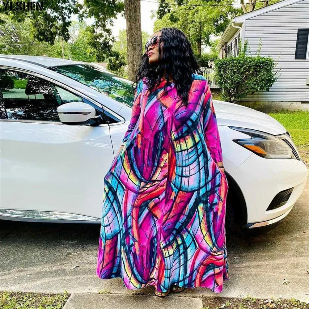 South Africa Plus Size Dresses For Women Clothes African Dress Christmas Print Dashiki Maxi Dresses Party Boubou Robe Africaine 01