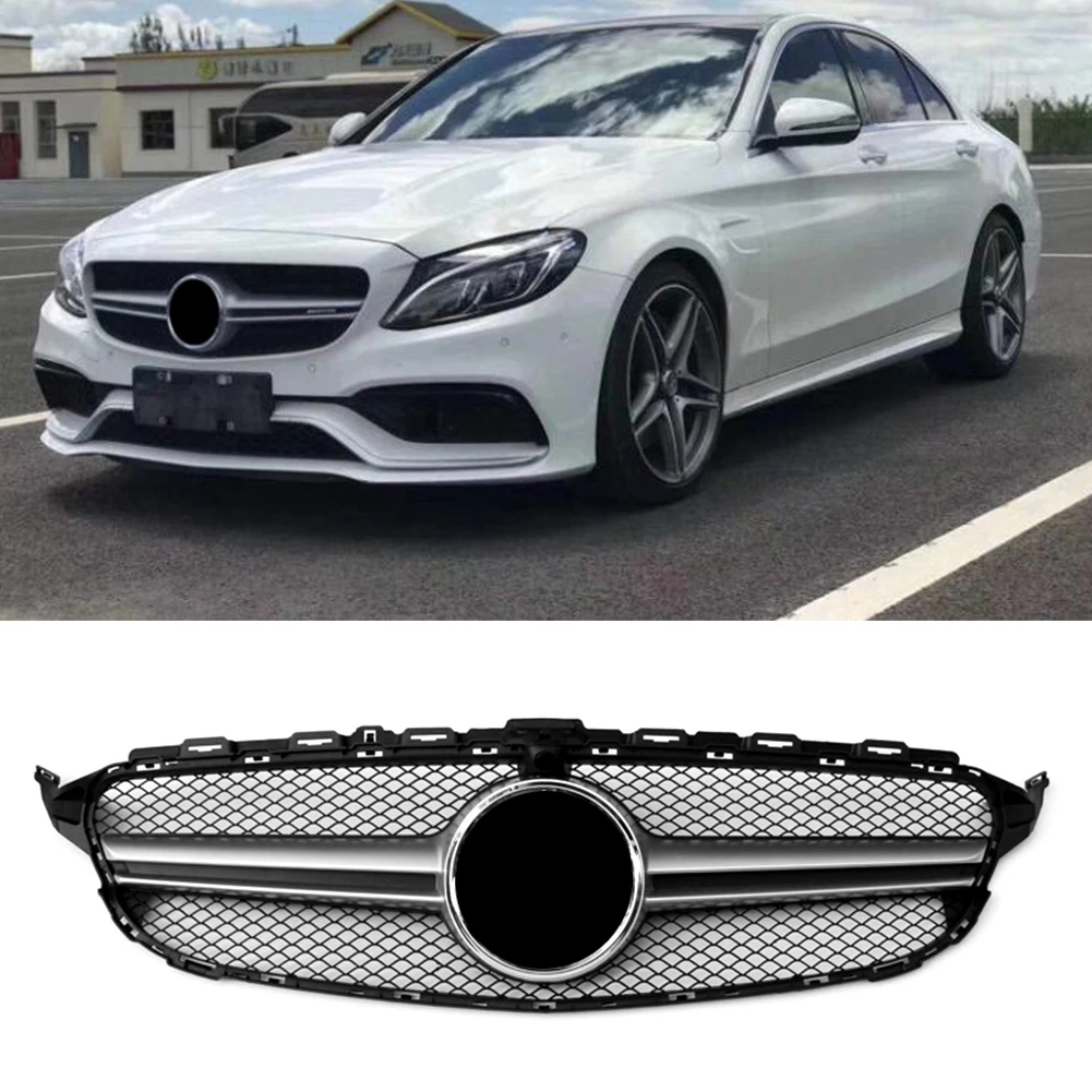 Передняя решетка автомобиля верхняя решетка W/камера для Mercedes Benz c-класс W205 C200 C250 C300 C350 хром серебро ABS