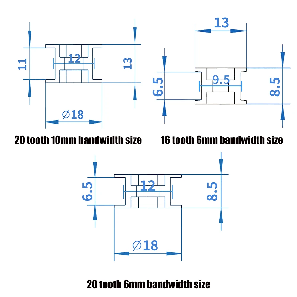 Gt2 зубчатый шкив 6 мм 10 мм 16 зубьев 20 зубьев детали 3d принтера gt2 6 мм 10 мм Натяжной ролик натяжения полосы пропускания MXL