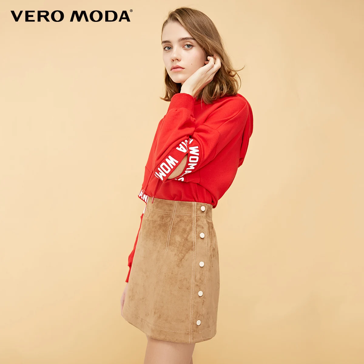 Vero Moda Женская мини-юбка с декоративными пуговицами и высокой посадкой | 319116513 - Цвет: Macaroon