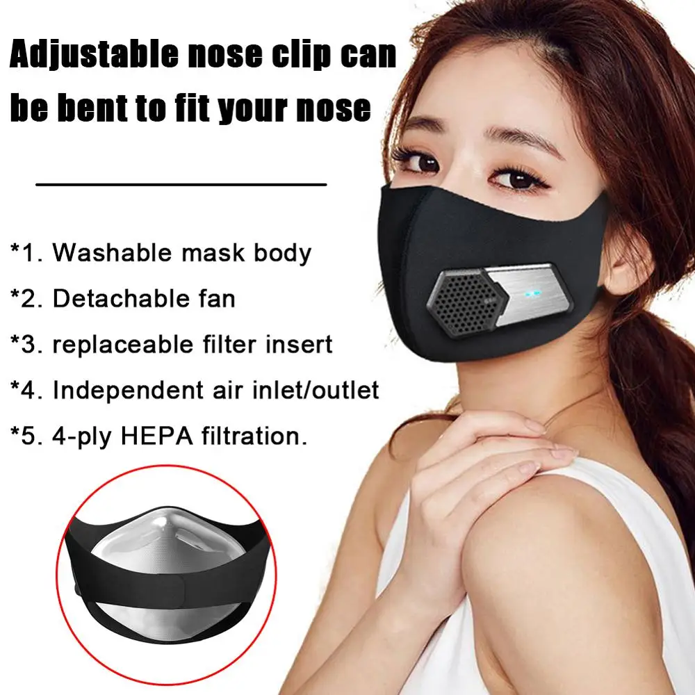 

Electric Face Mask Stretchy Earloops 4-ply Filter Insert With Electric Respirator Reusable Mask Hook And Loop Fastener For Adult
