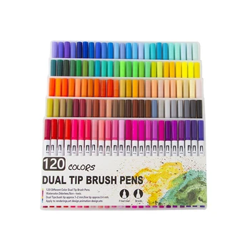 

Dual Brush Markers Pen Lettering Pens for Drawing/Calligraphy set for Beginners Fineliner Pen 60/100/120 Colors