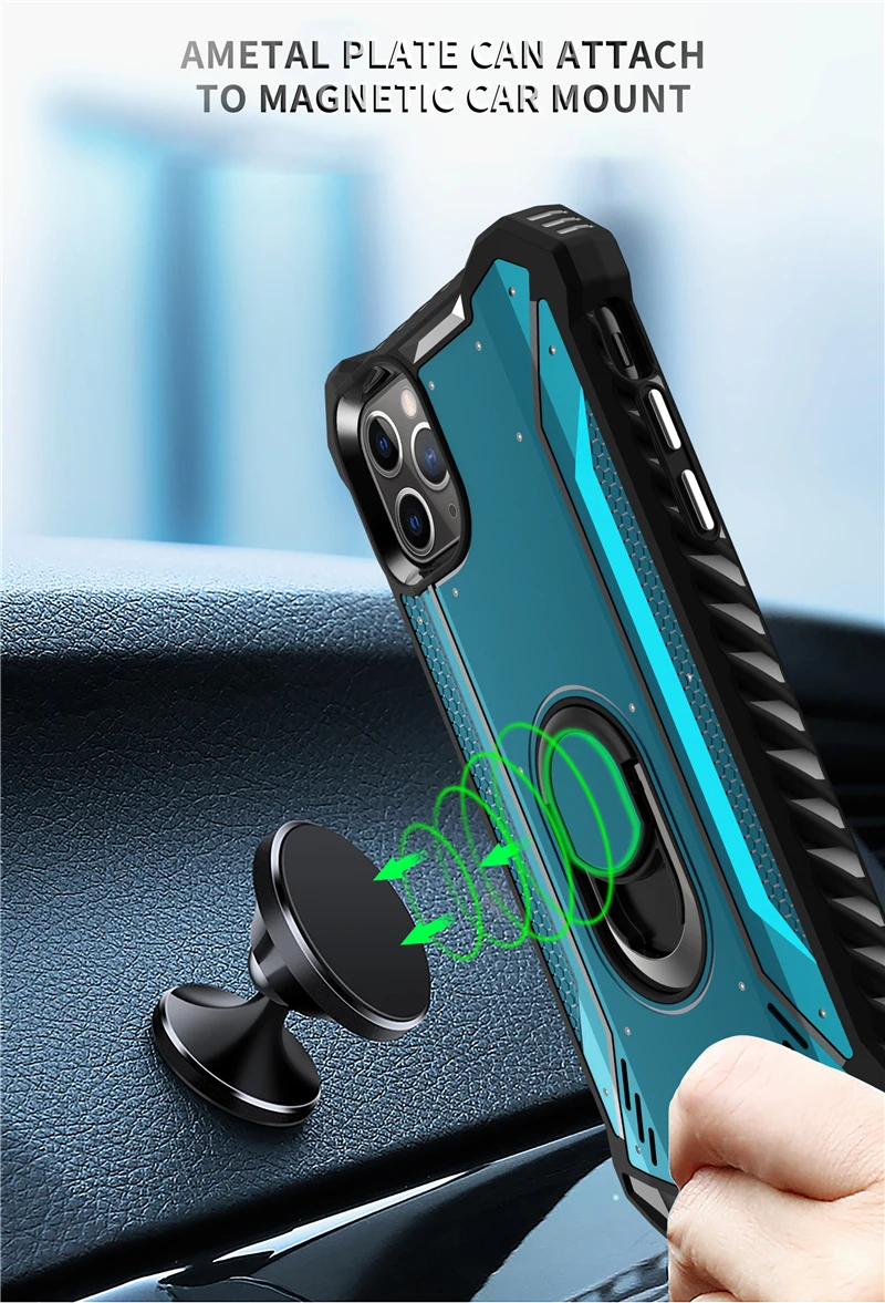 Противоударный металлический бронированный чехол, чехол для iPhone 11 Pro, прочный силиконовый чехол с кольцом, чехол для телефона для Apple iPhone 11 Pro Max, чехол