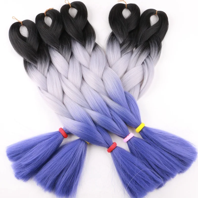 Омбре Desire for hair, 1 упаковка, 24 дюйма, 100 г, синтетические огромные косички, цвет Омбре, черный, серый, бордовый, косички для наращивания волос - Цвет: Омбре