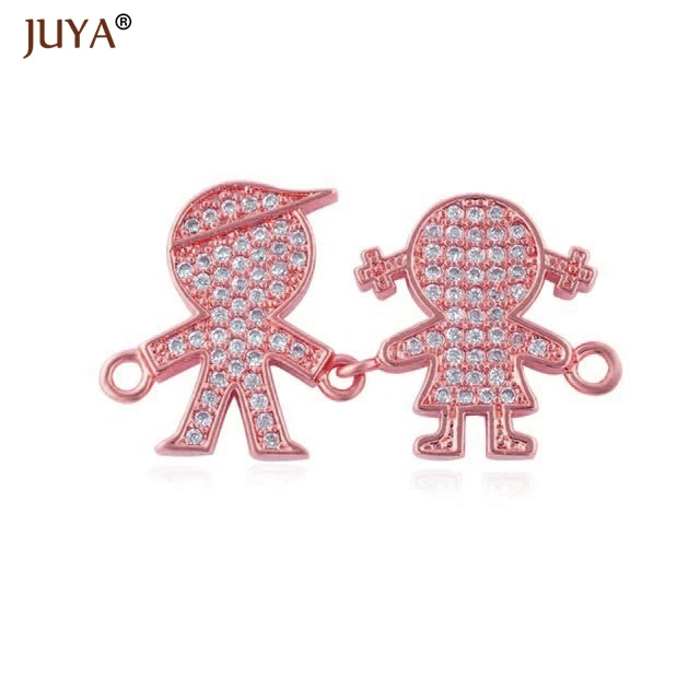 Copper Zircon Lovely Baby Kids Kawaii Boys Girls Mama Connectors Foot Pendant Pacifier Charm For Jewelry Making DIY Gift For Mom - Цвет: rose gold