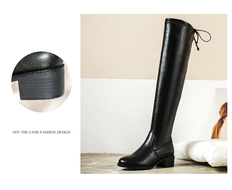 Donnain Black The Knee High Boots Women's Winter Shoes Plus Big Size High Quality Suede Brand Women Shoes Wool Women Winter Boot