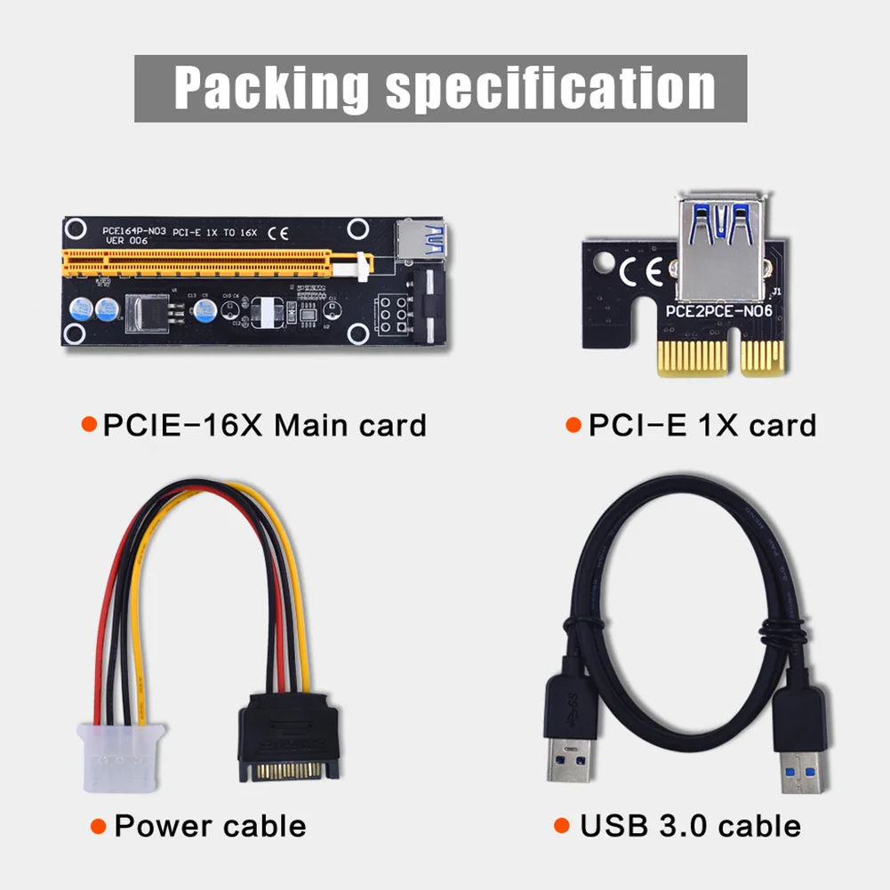 Новая высокая производительность 60 см PCI Express PCI-E для 16X Riser Card удлинитель+ B 3,0 кабель/15Pin SATA для 4Pin IDE питания