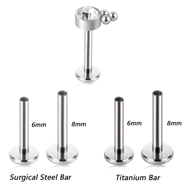 1PC G23 Titanium&Steel 16G CZ Gem Moon Labret Lip Bar Ring Crystal Flower Ear Cartilage Tragus Helix Piercing Screw Fit Top 16g Style G