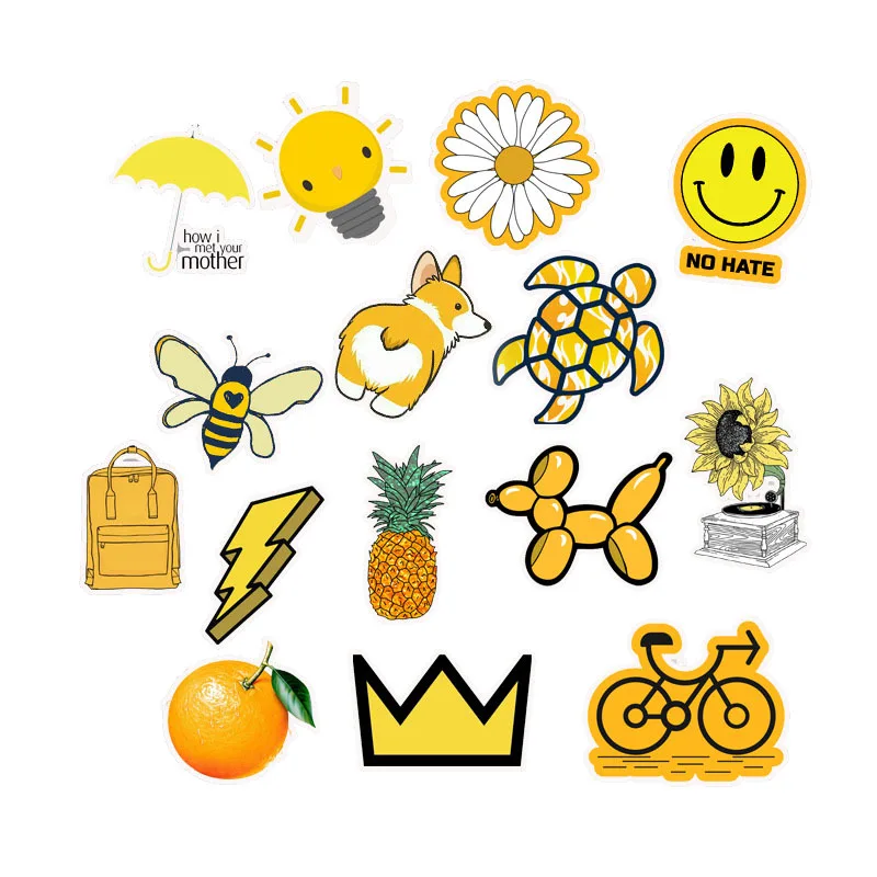 50 шт. мультфильм желтый стикер s для Chidren игрушка водонепроницаемый стикер для DIY чемодан ноутбук велосипедный шлем автомобильные наклейки