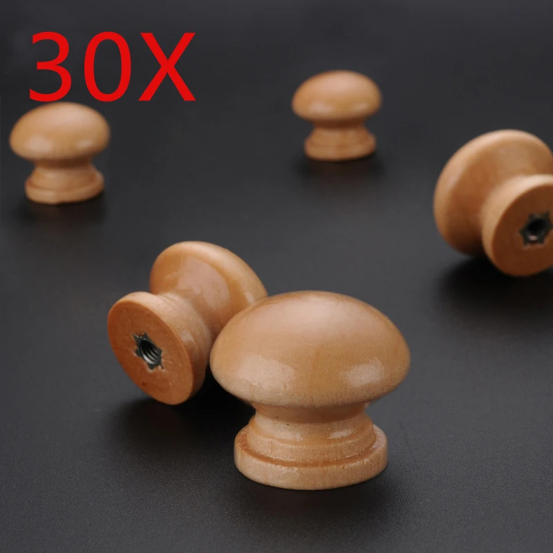 30 Pieces 20Pieces Wooden Knobs Pulls Natural Wood Drawer Cabinet Wardrobe Handle Round Knob Kitchen DIY Furniture Hardware