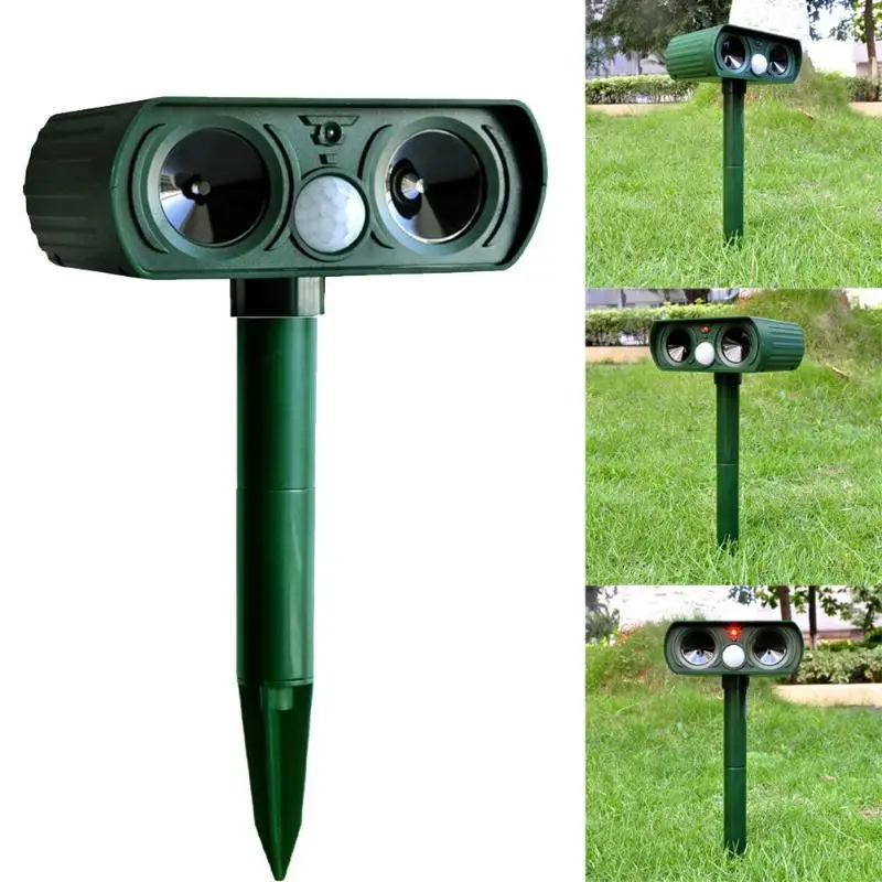 

Ultrasonic Animal Chaser Repelle Cat Dog Fox Deterrent Solar Powered Scarer Repellent for Outdoor Use Garden