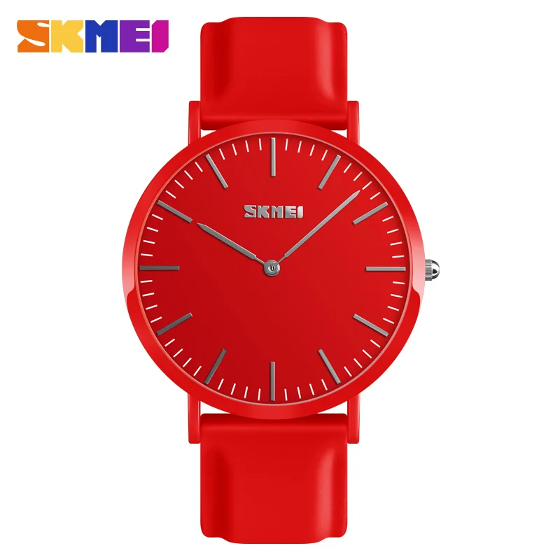 SKMEI Для мужчин и Для женщин кварцевые часы Элитный бренд силиконовые Повседневное модные пару часов жизни Водонепроницаемый 30 м 9179 Relogio Masculino - Цвет: Men red L