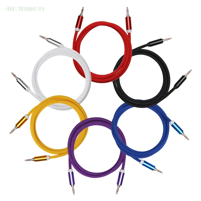 3 5mm Audio Cable Cloth Fabric Braid 3 5 Jack To Jack Aux Cord 1 5m Headphone Speaker AUX Cable for Iphone Car MP3 50pcs lot