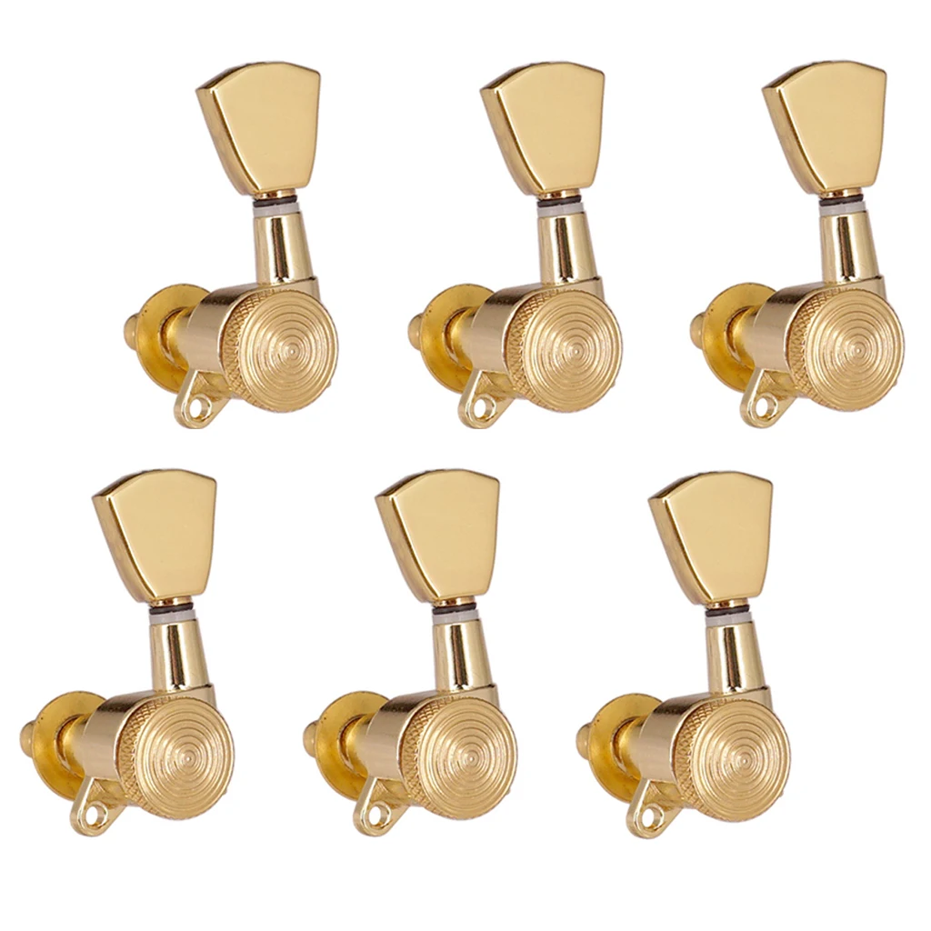 6 Pieces 6L Left Closed String Tuning Keys DIY for Acoustic Electric Guitar Parts, Golden