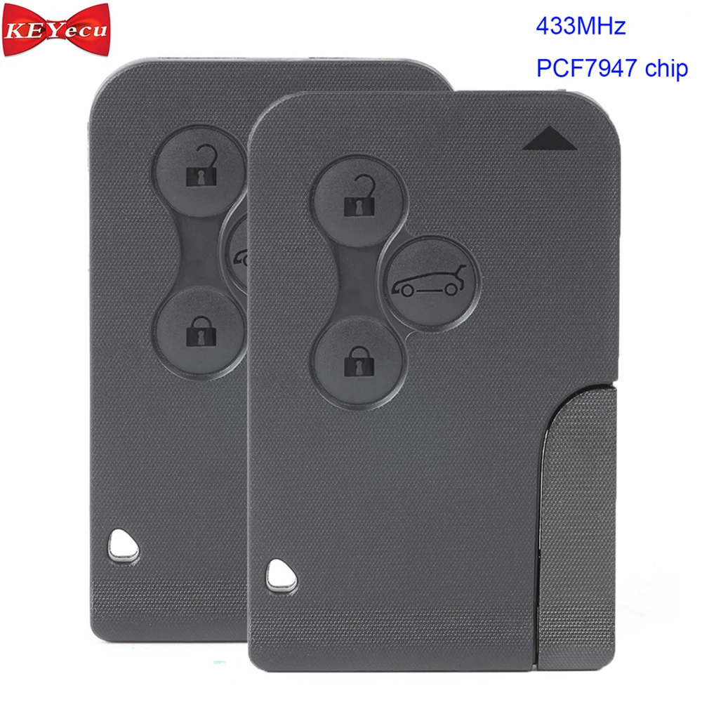 KEYECU 2 шт. для Renault Megane Scenic 2003-2008 дистанционный брелок 3 кнопки 433 МГц PCF7947