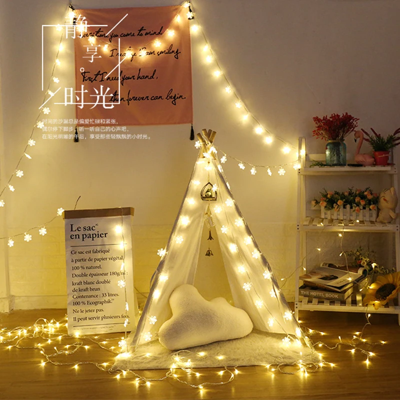 10M LED Snowflake String Lights Waterproof String Fairy Light Xmas Party Home Garden Garland Decor Light Christmas Tree Ornament