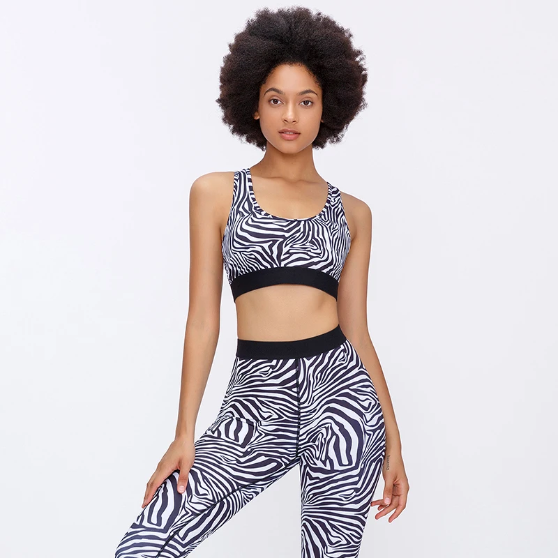 

2020 Yoga Vest Sports Bra Quick Drying Top for Women Gym Clothing Athletic Underwear Print Twill Female Zebra