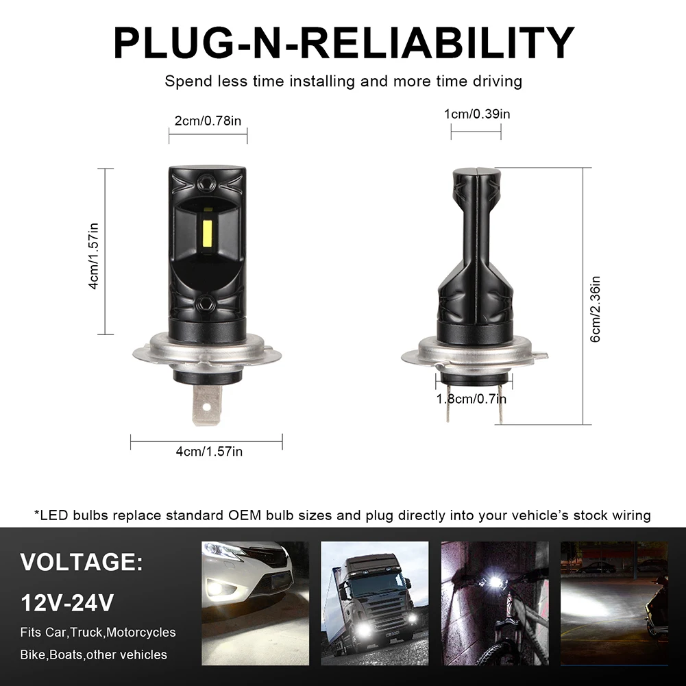 2 шт. 12 В LED дальнего света лампы H11 H8 H1 H7 6500K HID преобразователь 50W фары для автомобиля высокой мощности CSP светодиодный туман светильник лампы Алюминий вождение автомобиля налобный фонарь