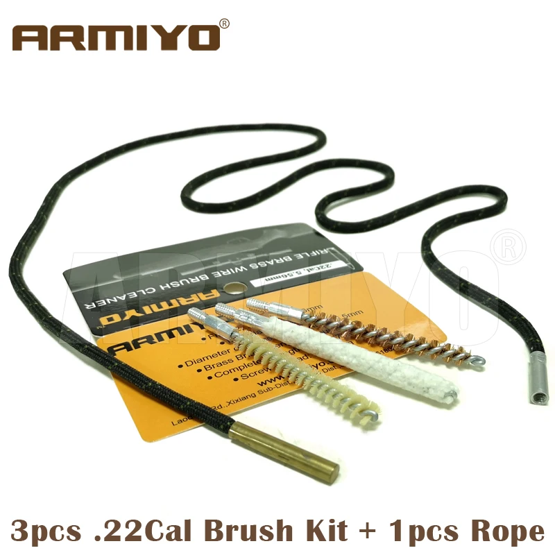 Armiyo 3-teiliges Set.22Cal 5,56mm Schlauch-Hartrohr-Reinigungsbürste Bronze Nylon Baumwollstäbchen Mix-Kit Jagdzubehör Gewinde 8-32 M4 – Detail 2