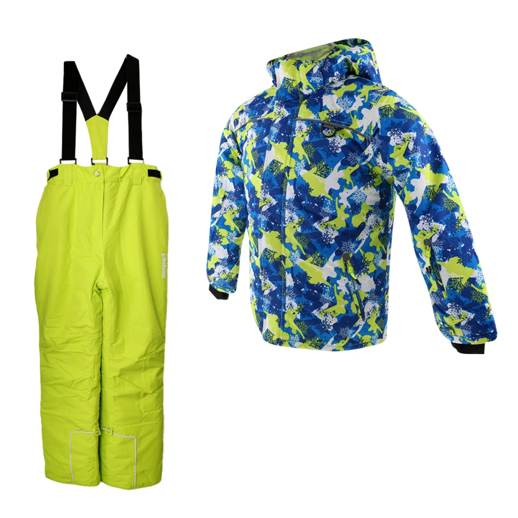 Unisex Kids Snowsuit Set Waterproof Windproof Thermal Warm Ski Jacket and SKi Pants Skiing Jackets for Winter - Цвет: S Blue