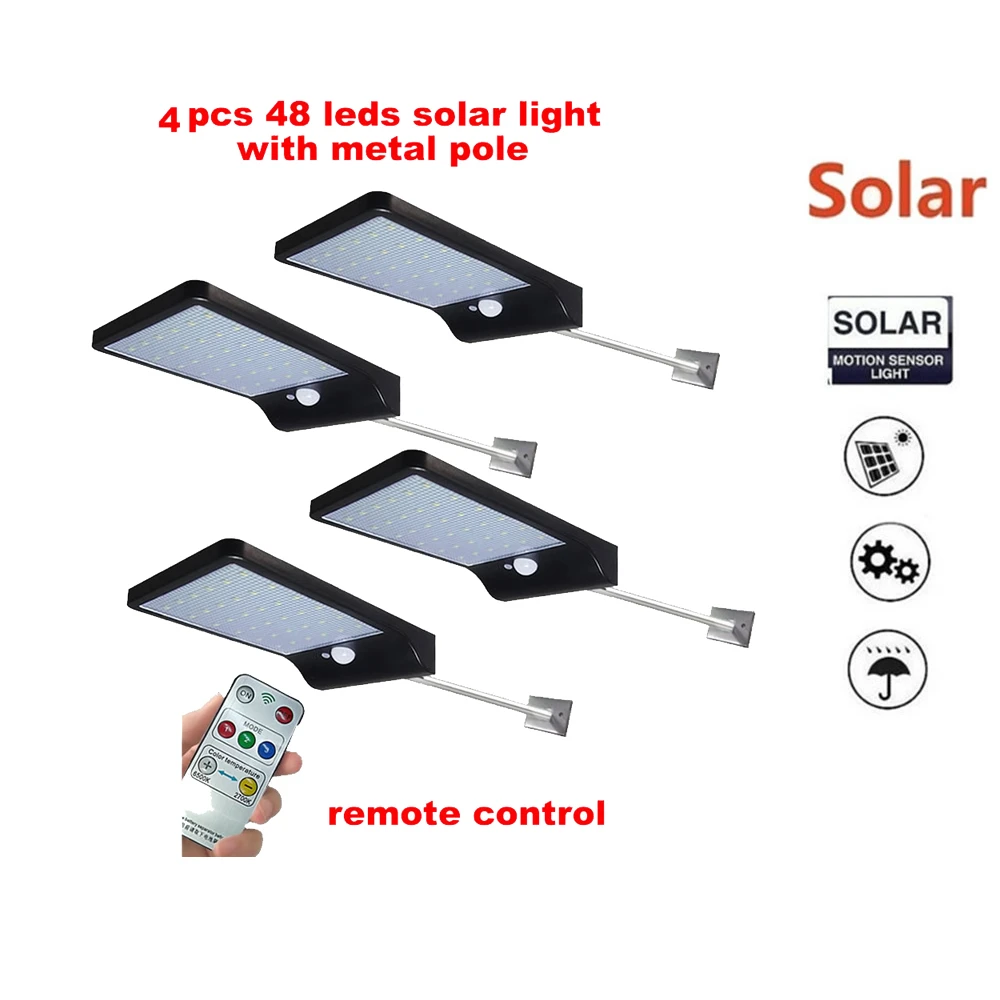 

2/4pcs Solar PIR Motion Sensor Outdoor Garden Street Led Solar Panel Powered Lamp 48leds Path light Security Wall lighting secur