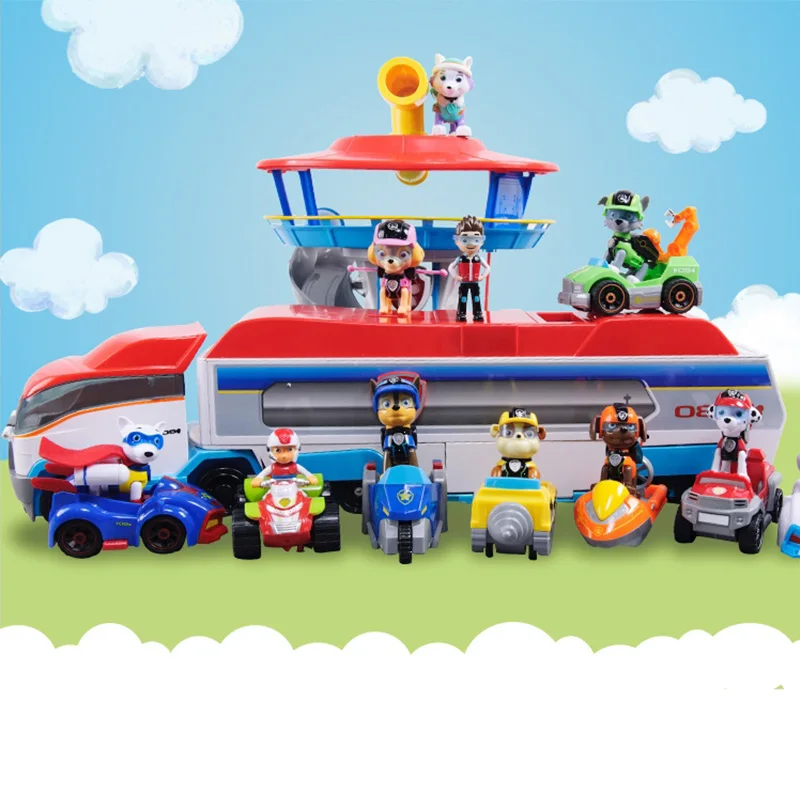 Подлинный игрушечный набор «Щенячий патруль», игрушечный автомобиль, Щенячий патруль, подводная лодка, самолет, опорная башня, фигурка аниме, модель, детская игрушка
