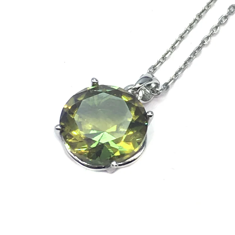 CSJ Simple Zultanite Pendant Sterling 925 Silver Round12mm Created Sultanite Color Change Fine Jewelry Women Party Wedding