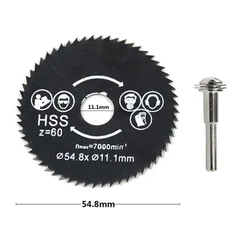 

HSS 54.8mm Mini Woodworking Circular Saw Blade Cutter Rotary Tool+Mandrel Set Electric Hand Sliding Table Saws