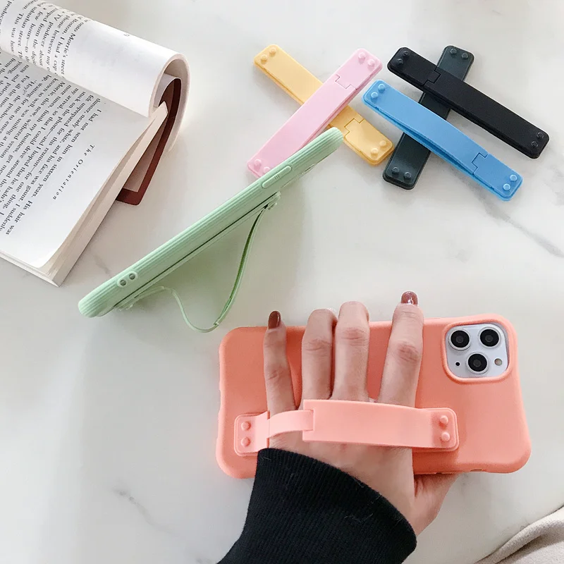 

IPhone 6 7 8 Plus for iPhone 11 Pro Max X XS XR Xs MaxTPU Silicone Back Case Universal Wristband Stand
