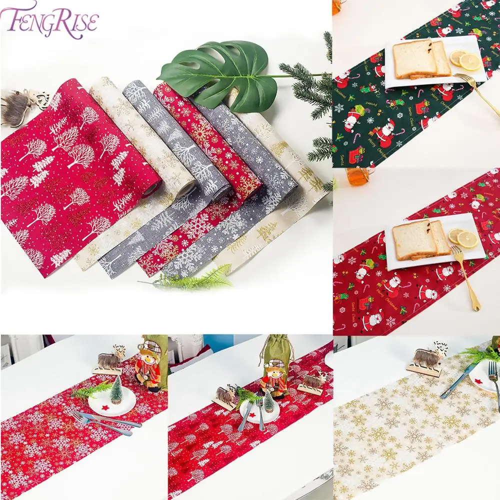 

FENGRISE Table Runner Christmas Decor For Home Merry Christmas Table Decor 2019 Navidad Ornament Xmas Party Decor New Year Gift
